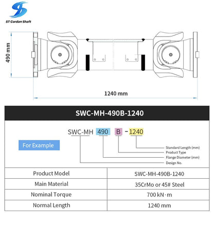 ST Карданный приводной вал SWC-I150A-590+80 Карданный шарнир 35*98мм ST007