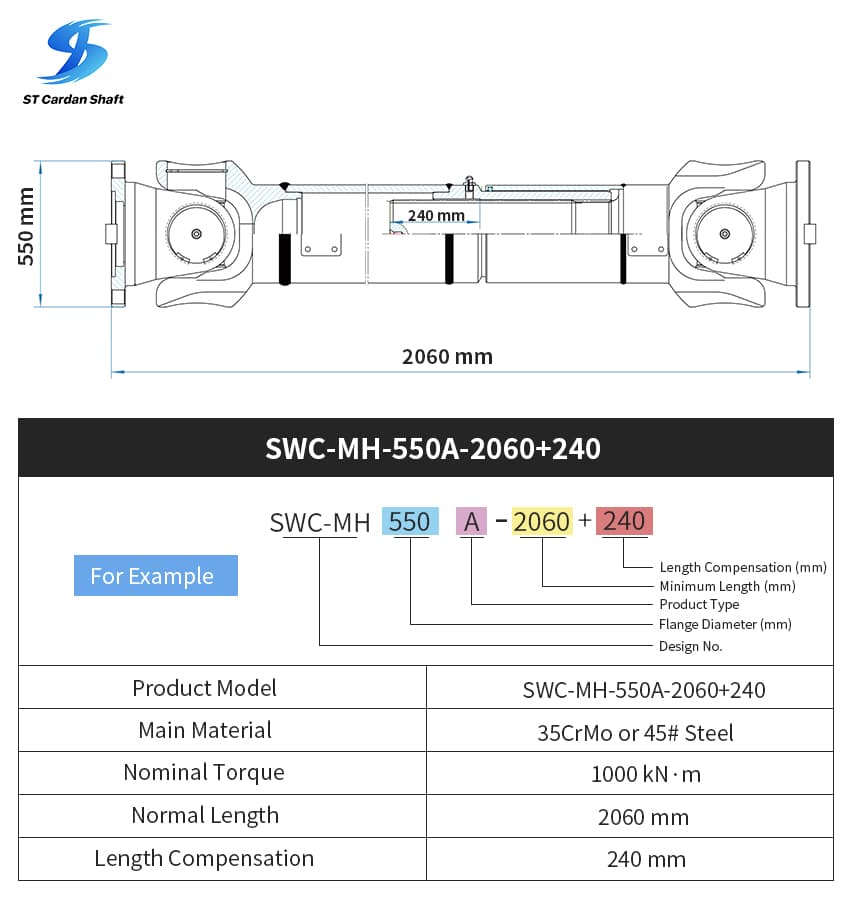 Муфта карданного вала Sitong SWC-I180A-640+80 ST008