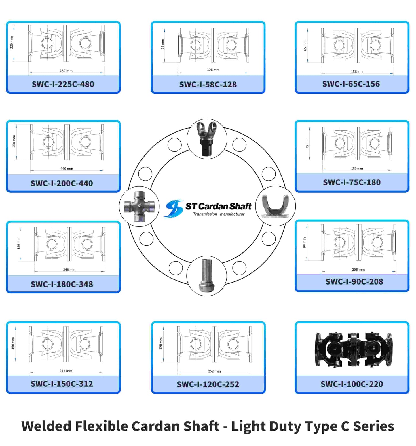 light flanged rigid cardan shaft - type c series