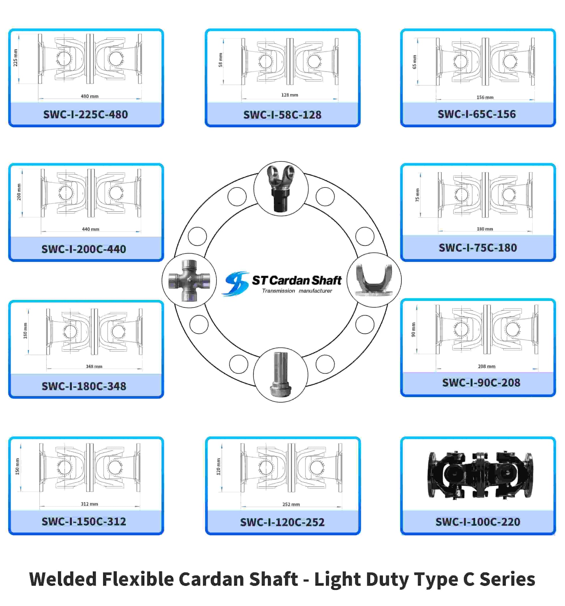 light flanged rigid cardan shaft - type c series