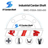 ST Cardan Drive Shaft SWC-I150A-590+80 U-joint 35*98mm ST007